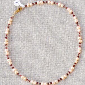 Pink pearl and garnet necklace - Image 3