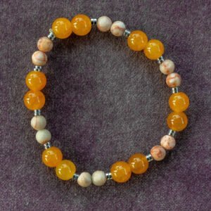 ⁦צמיד קורל תפוזי, ענבר⁩ – תמונה ⁦3⁩