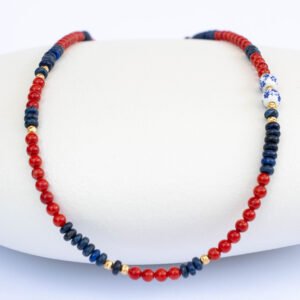 ⁦שרשרת קורל ולאפיס לאזולי⁩ – תמונה ⁦1⁩