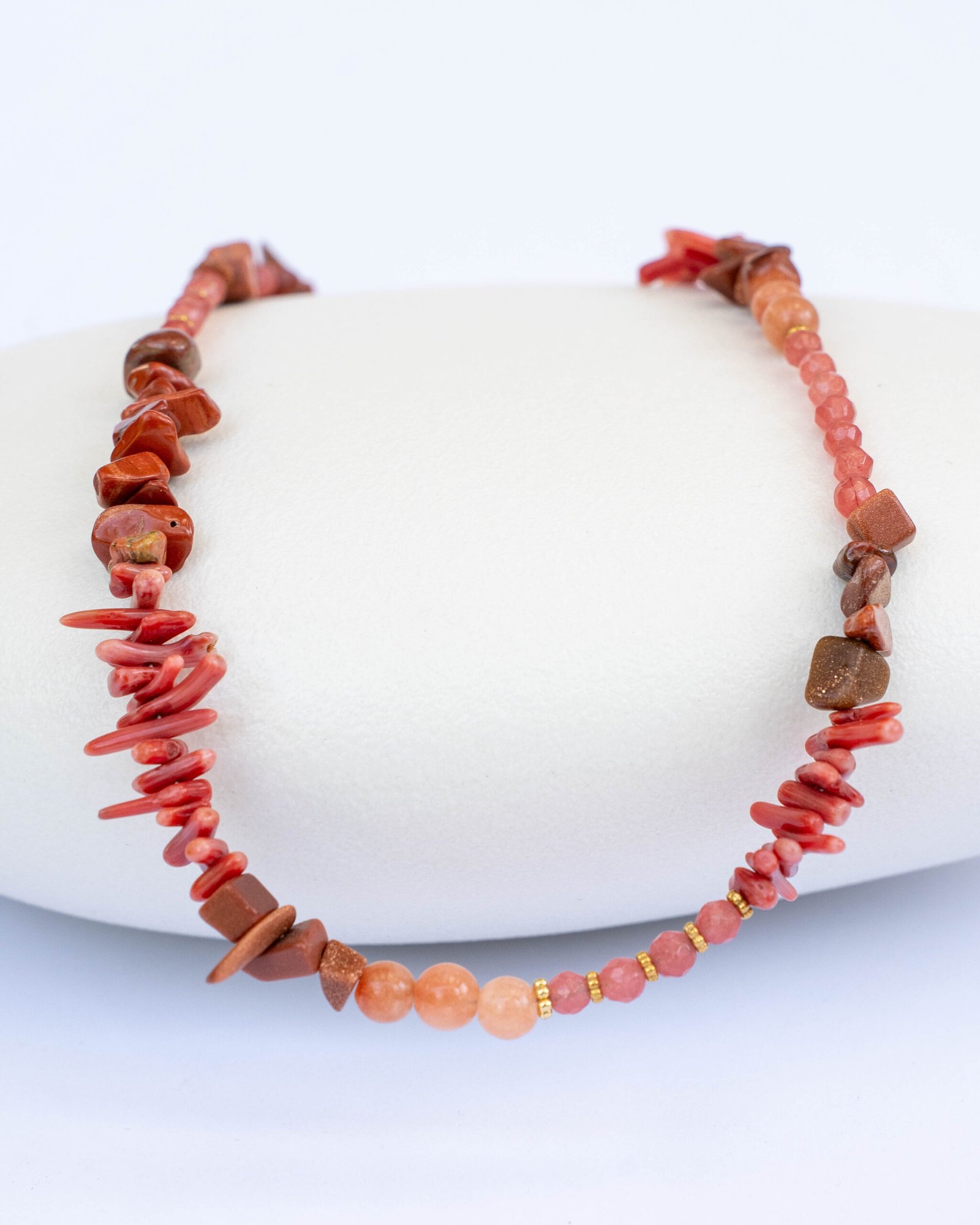 Coral chain necklaces in a variety of styles, Sunstone sunset glow - Image 1