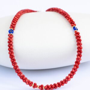 ⁦שרשרת קורל אדום עם עין טובה⁩ – תמונה ⁦1⁩