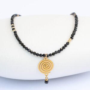 ⁦שרשרת טורמלין שחור וספירלה⁩ – תמונה ⁦1⁩