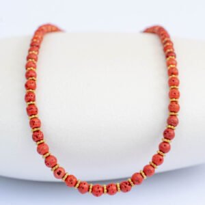 ⁦שרשרת אבן לבה כתומה/אדומה⁩ – תמונה ⁦1⁩