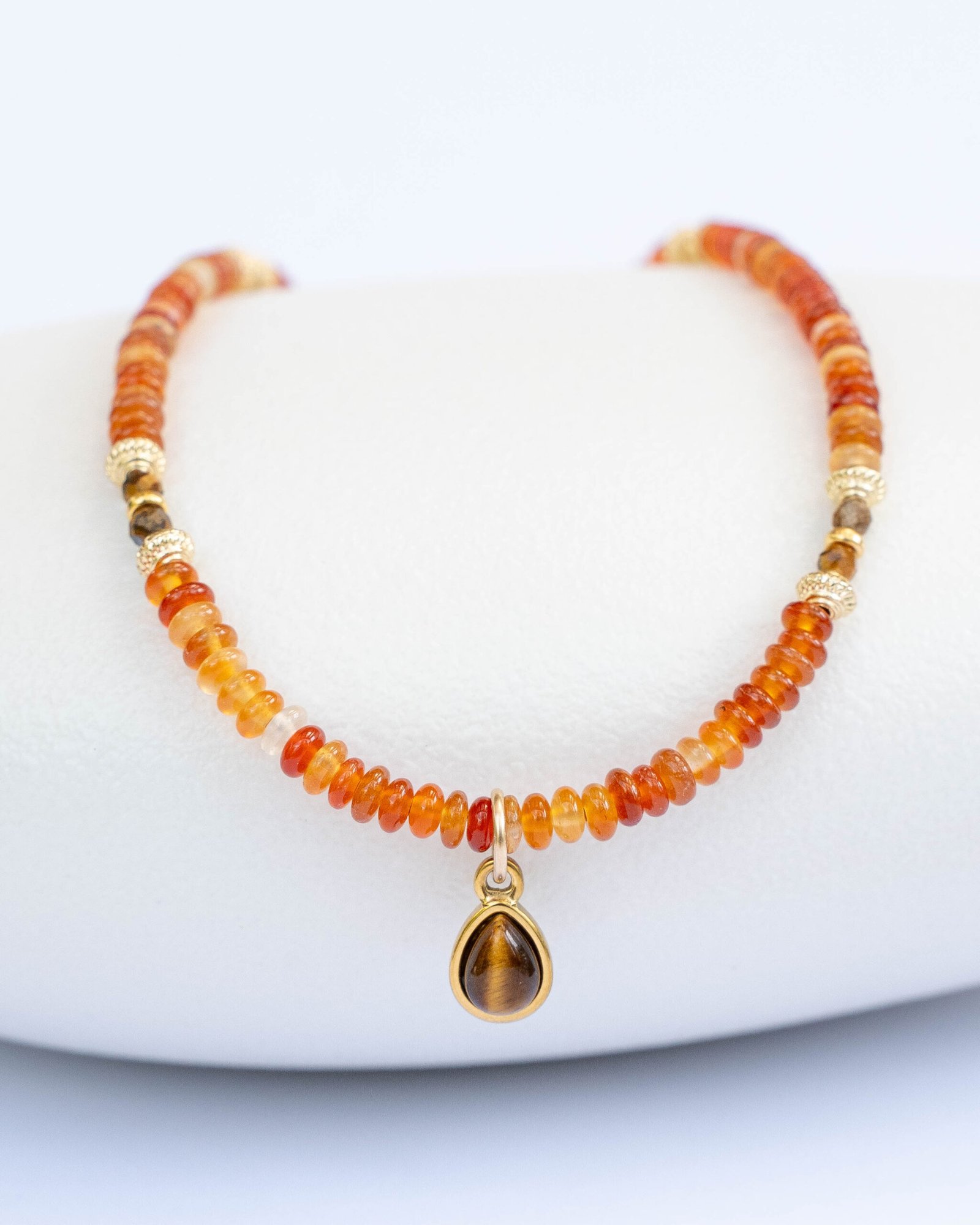 Carnelian necklace, tiger
