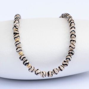 ⁦שרשרת אגת טיבטי שחור-לבן⁩ – תמונה ⁦1⁩