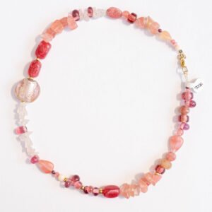 ⁦שרשרת צ׳רי קוורץ , רוז קוורץ וזכוכית מורנו⁩ – תמונה ⁦2⁩