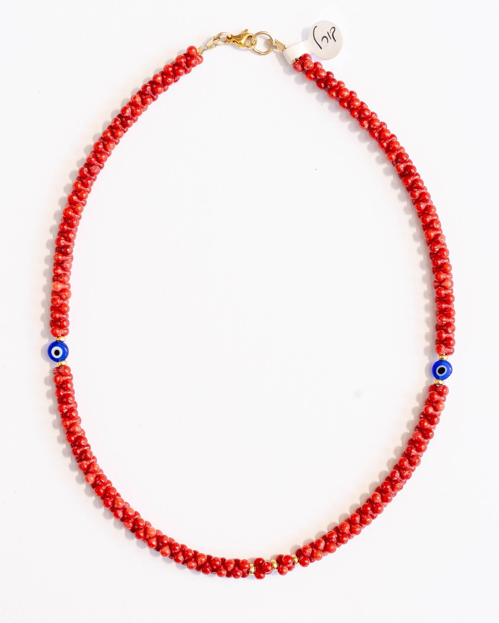 ⁦שרשרת קורל אדום עם עין טובה⁩ – תמונה ⁦2⁩