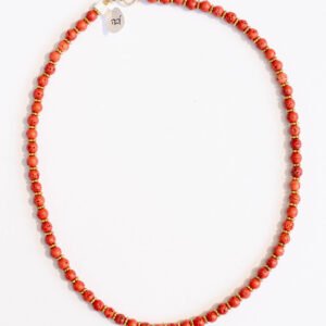 ⁦שרשרת אבן לבה כתומה/אדומה⁩ – תמונה ⁦2⁩