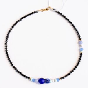 ⁦שרשרת טורמלין שחור, אקוומרין, היולייט ועין טובה⁩ – תמונה ⁦2⁩