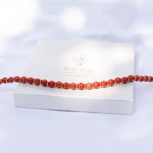 ⁦שרשרת אבן לבה כתומה/אדומה⁩ – תמונה ⁦3⁩