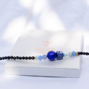 ⁦שרשרת טורמלין שחור, אקוומרין, היולייט ועין טובה⁩ – תמונה ⁦3⁩