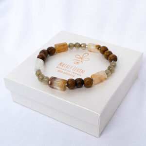 Citrine, peridot and wood bracelet - Image 1