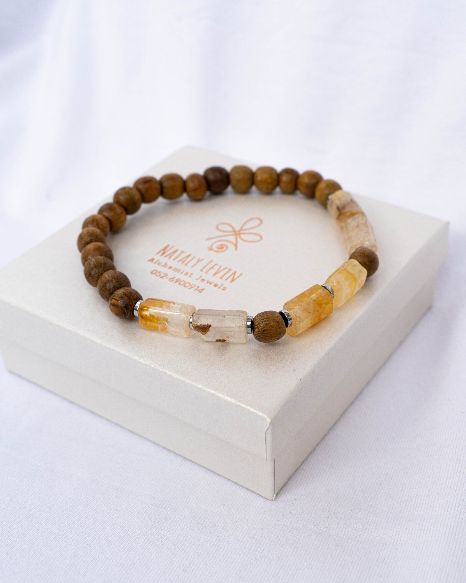 Citrine and wood bracelet - Image 1