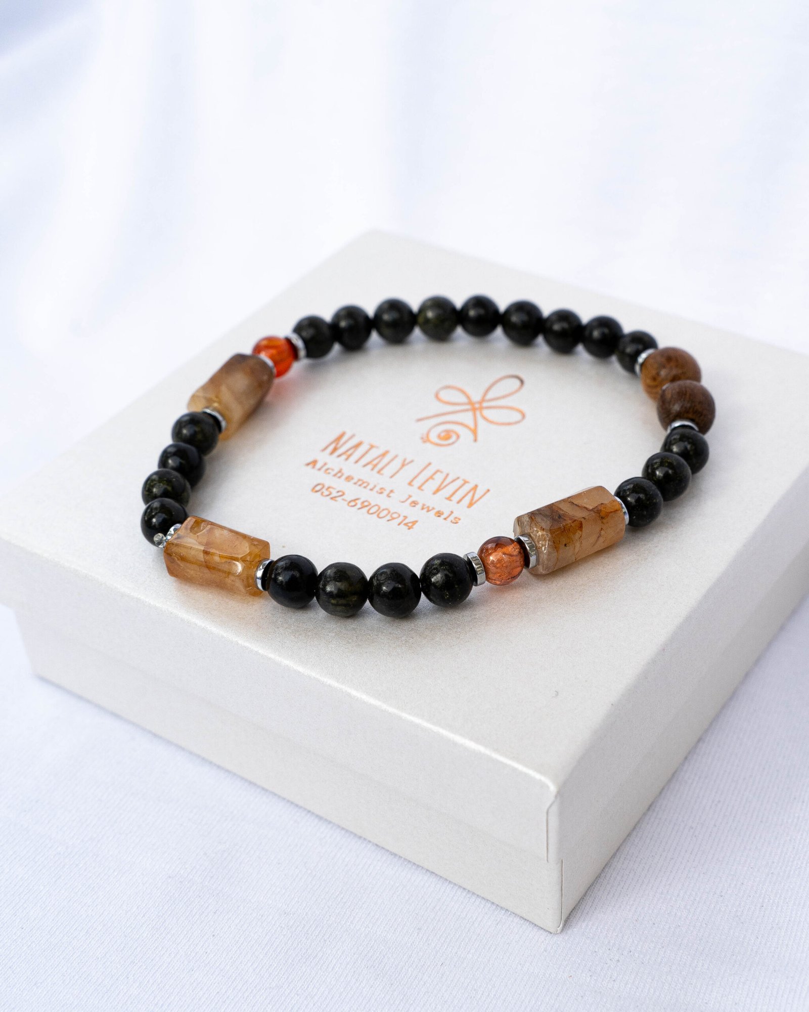 Obsidian, Citrine, Carnelian and Hematite Bracelet - Image 2