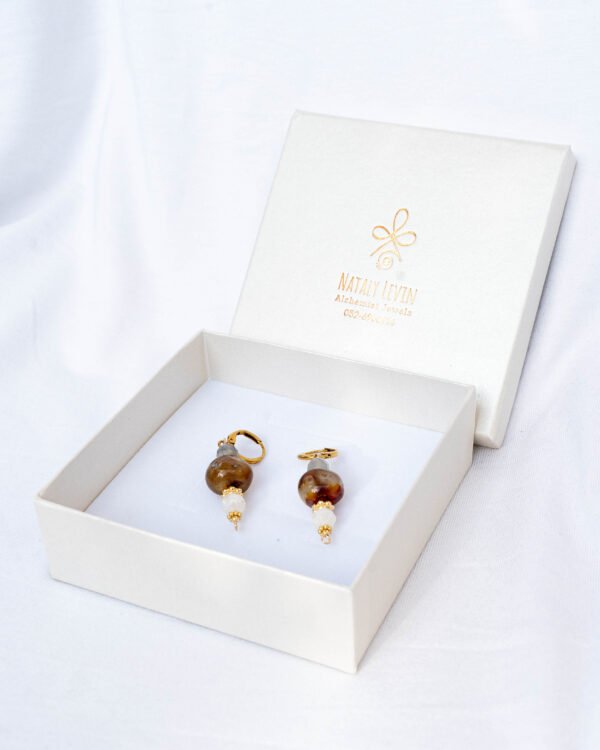 Labradorite, agate, moonstone earrings