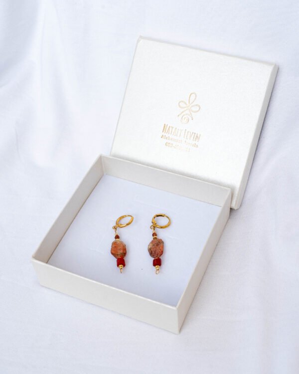 Sunstone Earrings, Coral