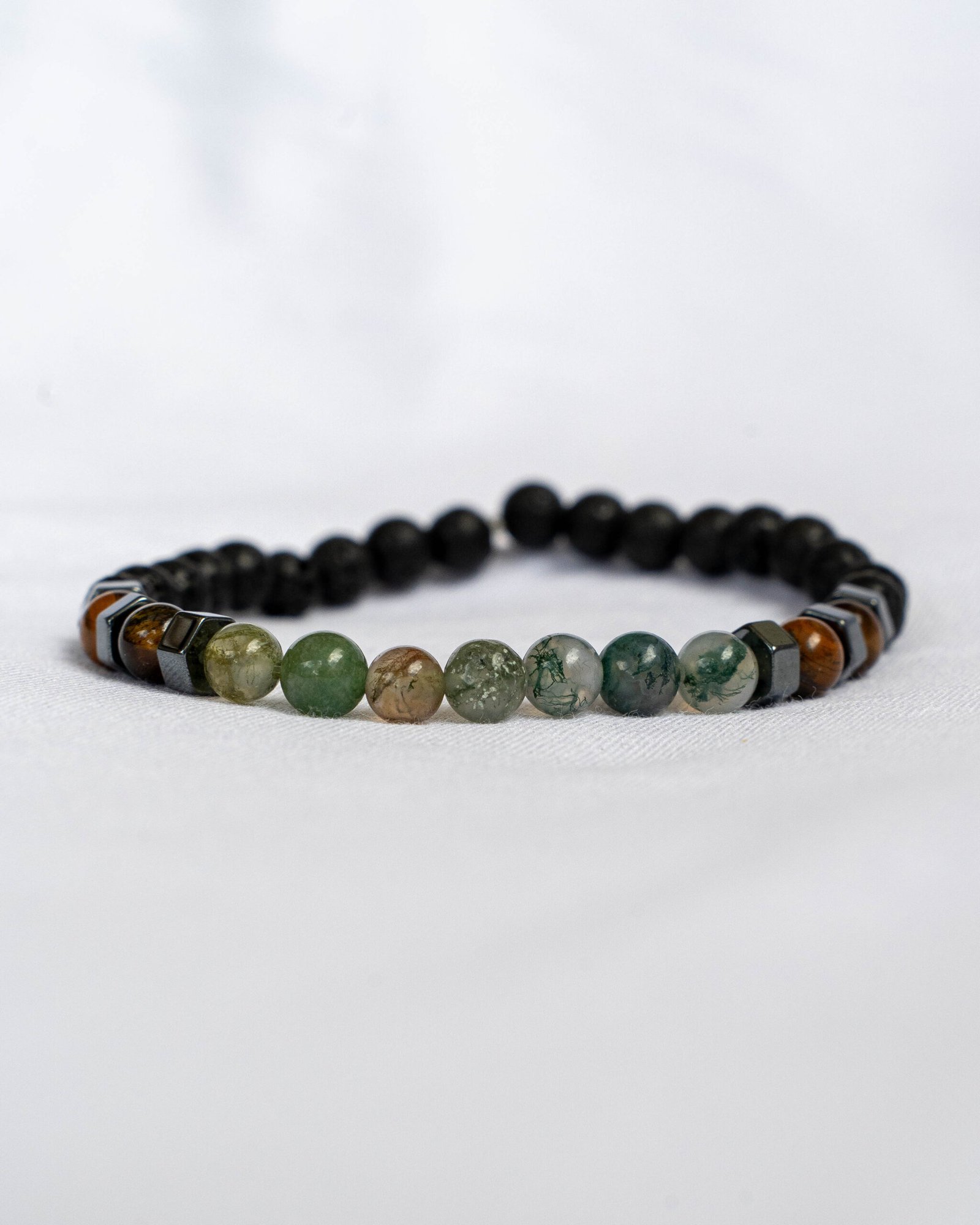 Lava stone bracelet, hematite and Indian agate - Image 2