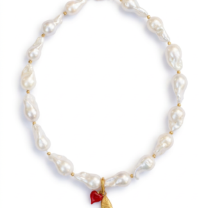 ⁦פניני בארוק ייחודיים למראה בוטיקי עם דג למזל ולב אדום מזכוכית⁩ – תמונה ⁦3⁩