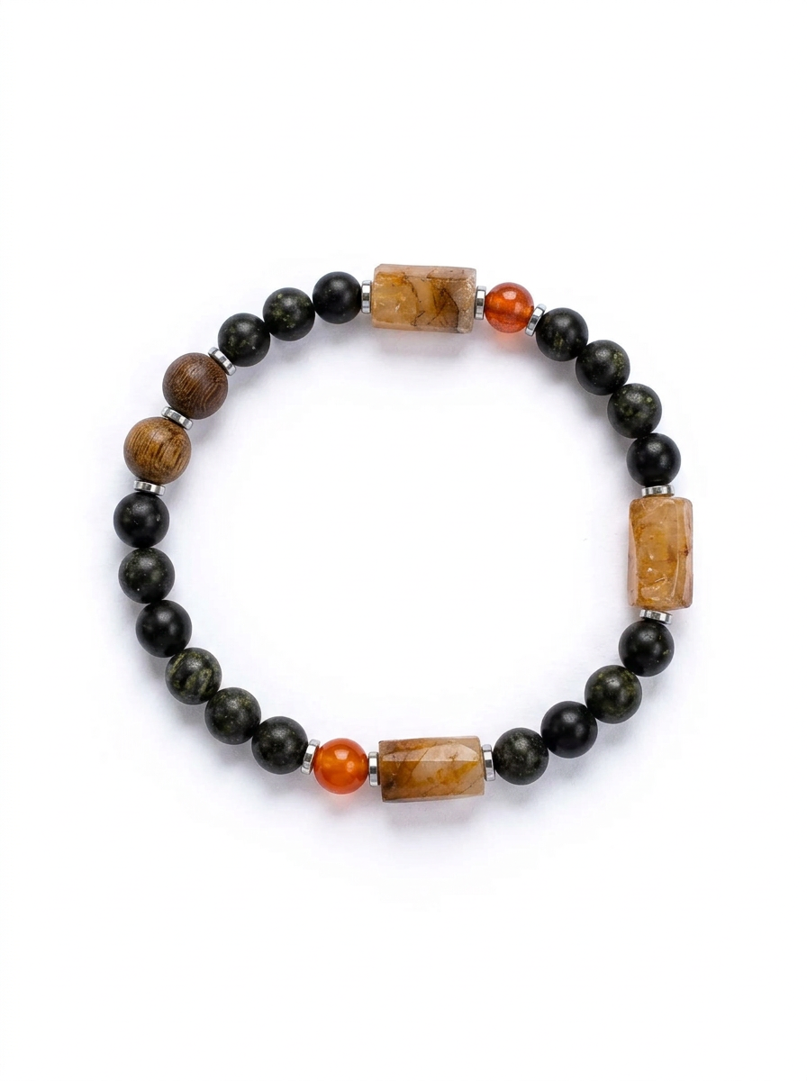 ⁦צמיד אובסידיאן, סיטרין, קרנליאן, המטייט⁩ – תמונה ⁦1⁩