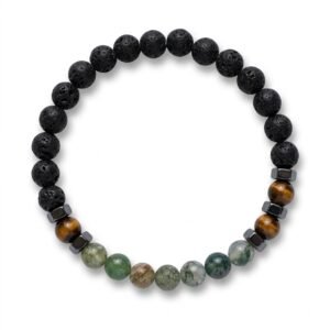 ⁦צמיד אבני לבה, המטייט, אגת הודית⁩ – תמונה ⁦1⁩