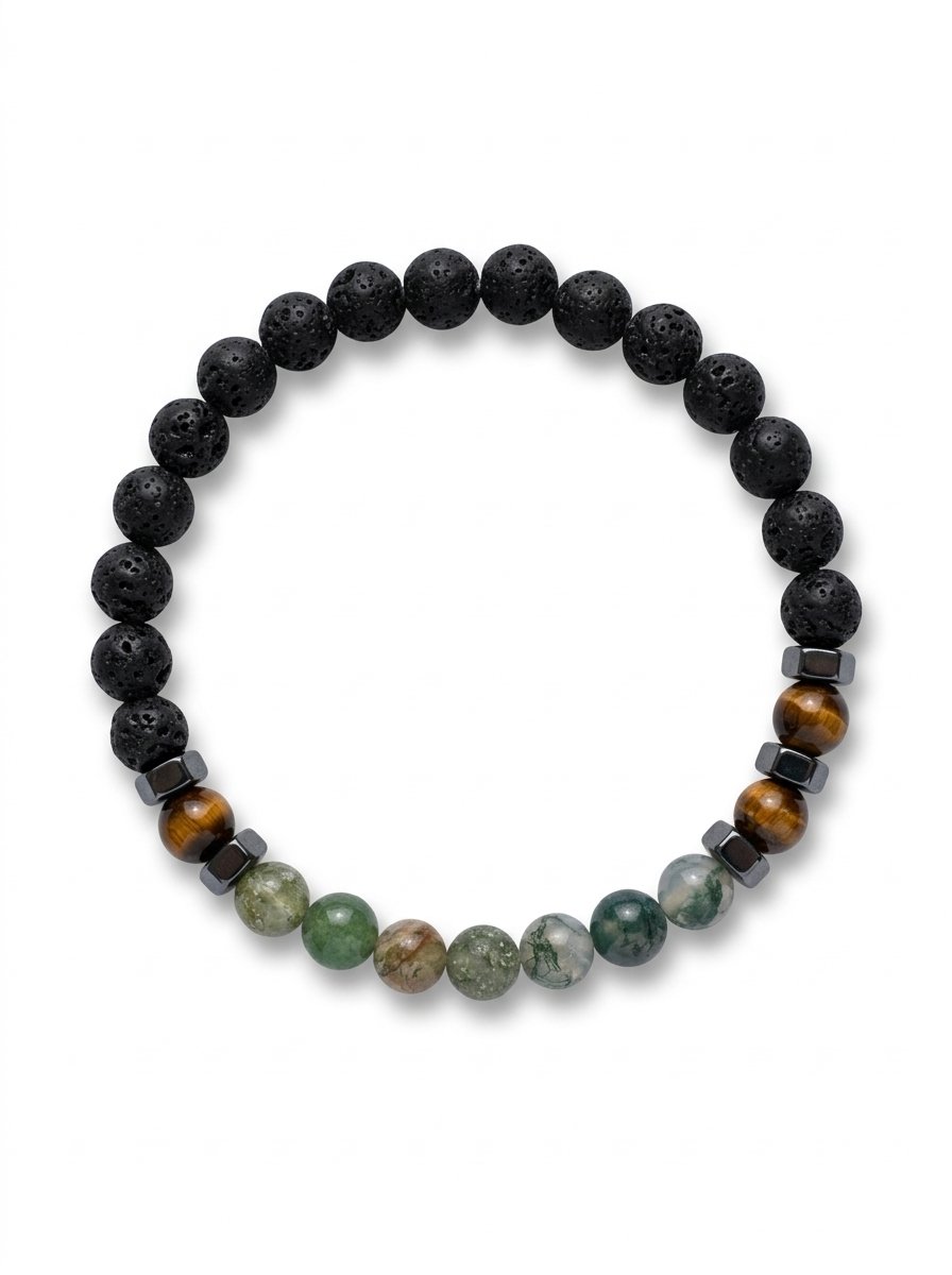 ⁦צמיד אבני לבה, המטייט, אגת הודית⁩ – תמונה ⁦1⁩