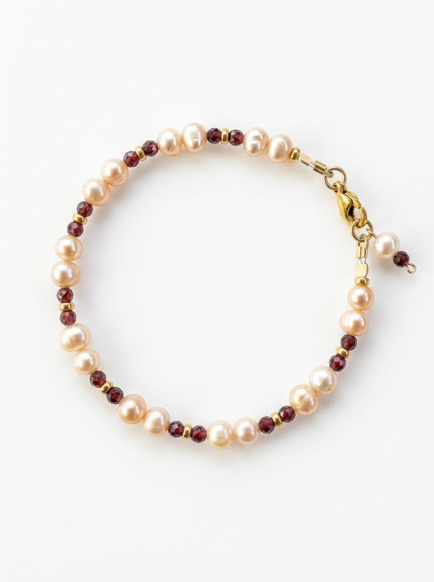 ⁦צמיד פנינים ורודות וגאנט⁩ – תמונה ⁦1⁩