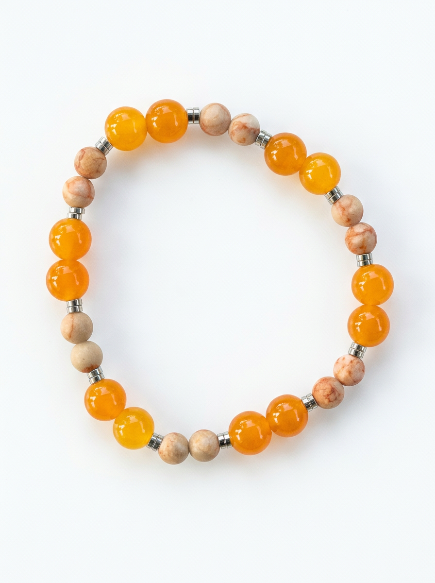 ⁦צמיד קורל תפוזי, ענבר⁩ – תמונה ⁦1⁩