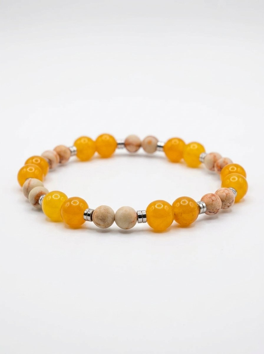 ⁦צמיד קורל תפוזי, ענבר⁩ – תמונה ⁦2⁩