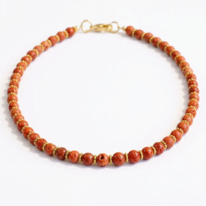 ⁦שרשרת אבן לבה כתומה/אדומה⁩ – תמונה ⁦1⁩