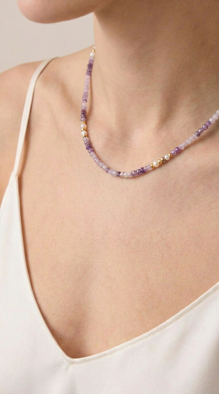 ⁦שרשרת אבני אמטיסט⁩ – תמונה ⁦3⁩