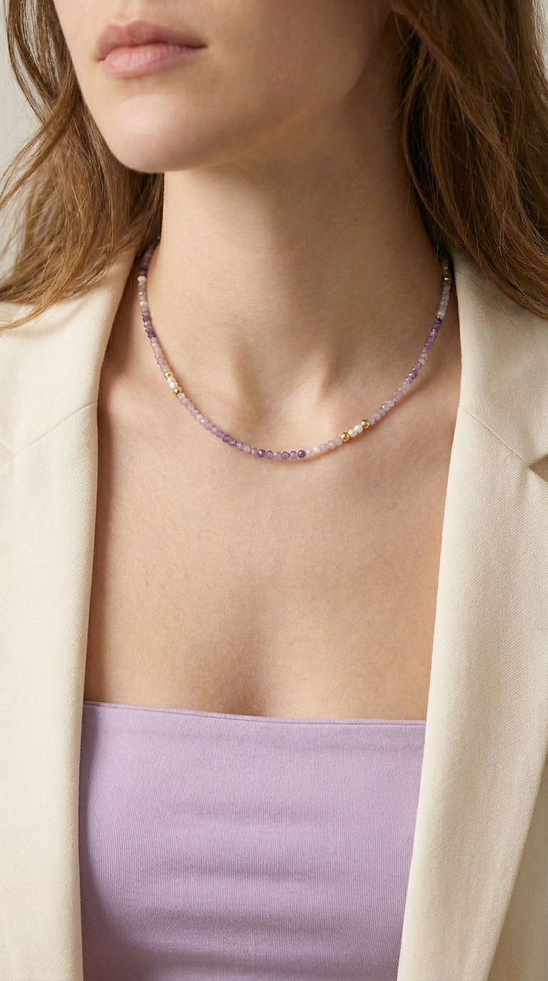 ⁦שרשרת אבני אמטיסט⁩ – תמונה ⁦2⁩