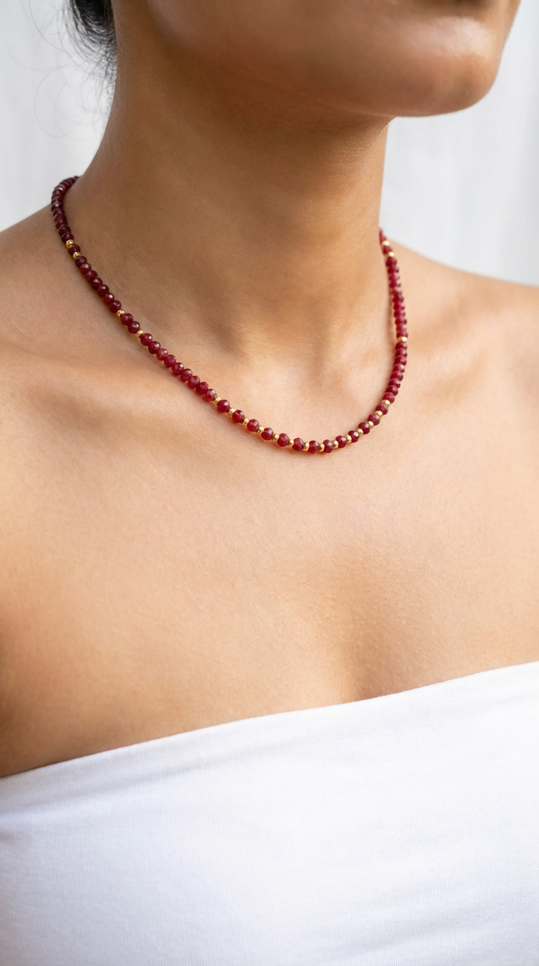 ⁦שרשרת אגת בצבע רובי⁩ – תמונה ⁦2⁩