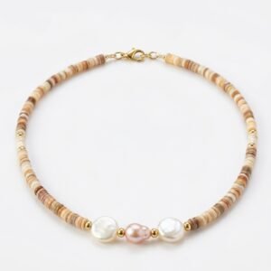 ⁦שרשרת חרוזי צדף טבעי ופניני בארוק⁩ – תמונה ⁦1⁩