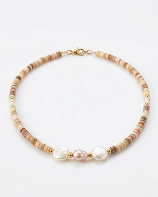 שרשרת חרוזי צדף טבעי ופניני בארוק