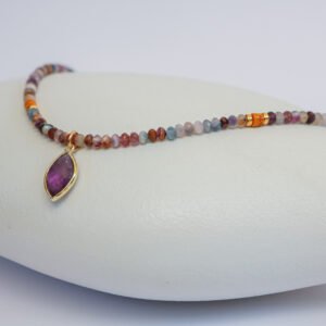 ⁦שרשרת אבני אמטיסט, סיטרין, אגת וג׳ספר תליון אמטיסט⁩ – תמונה ⁦3⁩