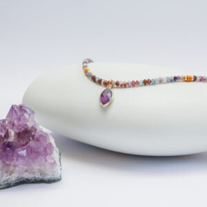 ⁦שרשרת אבני אמטיסט, סיטרין, אגת וג׳ספר תליון אמטיסט⁩ – תמונה ⁦1⁩