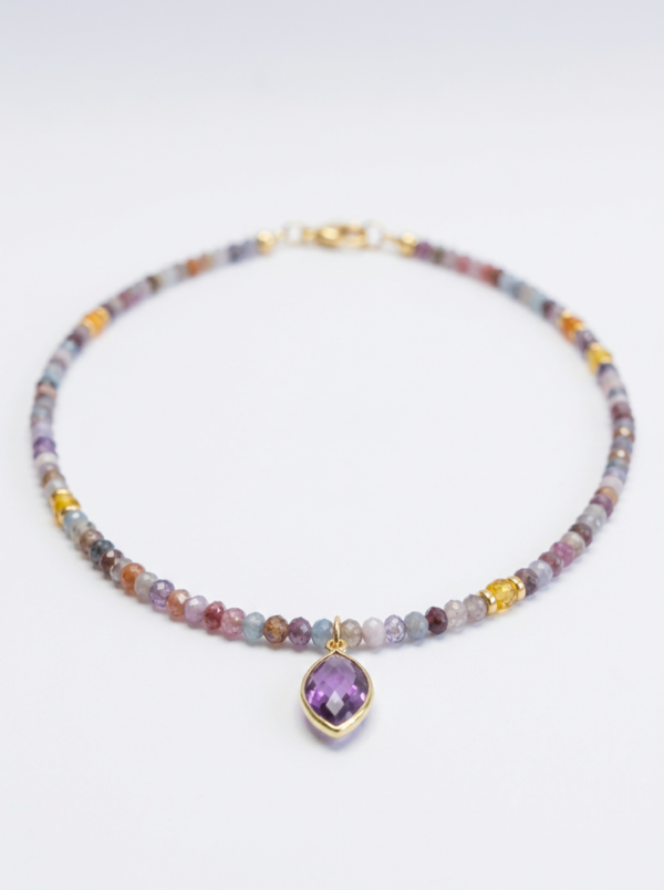 שרשרת אבני אמטיסט, סיטרין, אגת וג׳ספר תליון אמטיסט